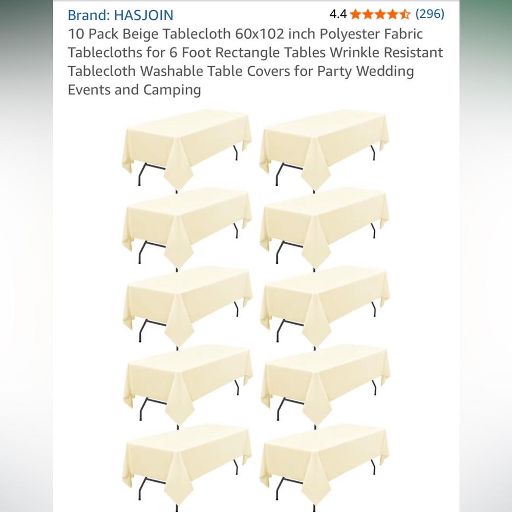 Set of 10 Cream Tablecloths
